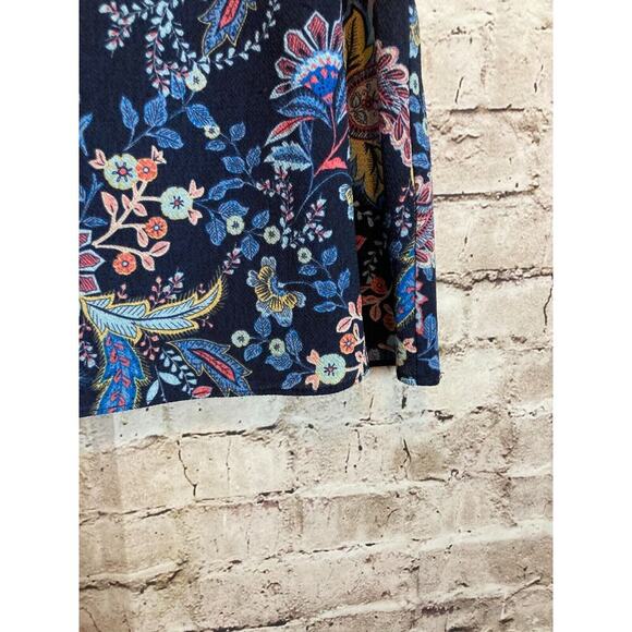 Rachel Roy Label Top Womens Large Navy Blue Floral Flutter Ruffle Sleeves Career - Picture 8 of 15